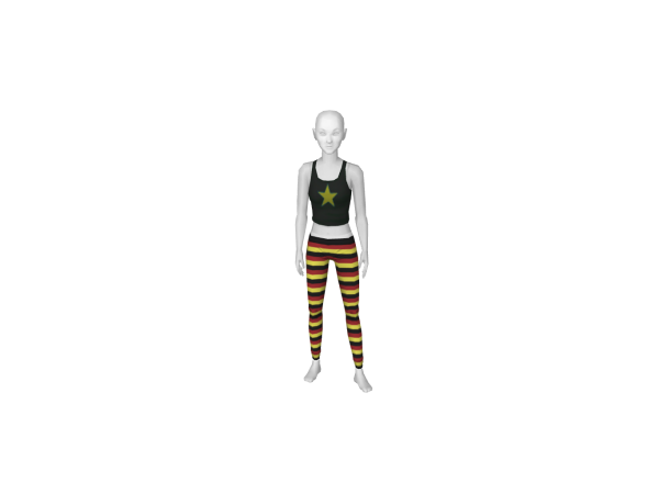 Avatar Red and Yellow Striped Goth Legging