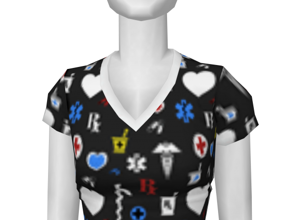 Avatar Black Pattern Medical Scrubs Shirt
