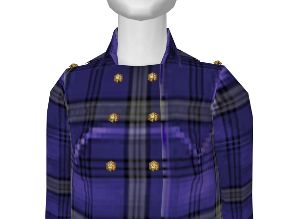 Avatar Blue Plaid Pea Coat with Gold Buttons