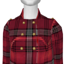 Avatar Red Plaid Pea Coat with Gold Buttons