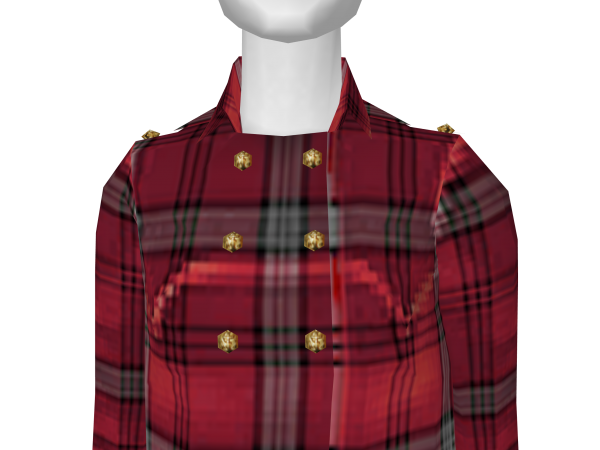 Avatar Red Plaid Pea Coat with Gold Buttons