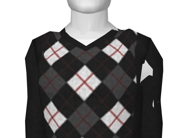 Avatar Black Argyle Vneck Sweater