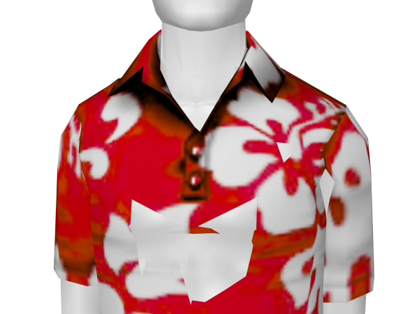 Avatar Red & White Island Flowered Polo