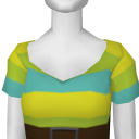 Avatar Multi striped cap sleeve dress with wide belt