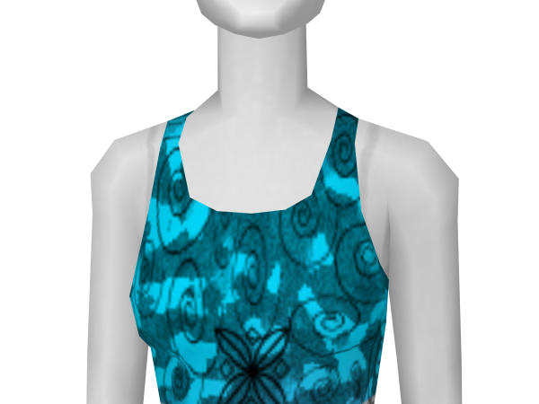 Avatar Blue and white sponged top with flower