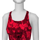 Avatar Red and white sponged top with flower