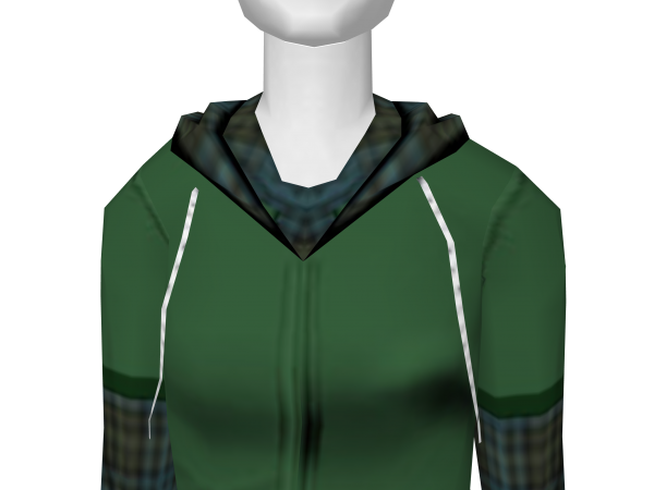 Avatar Green tee over plaid hoodie