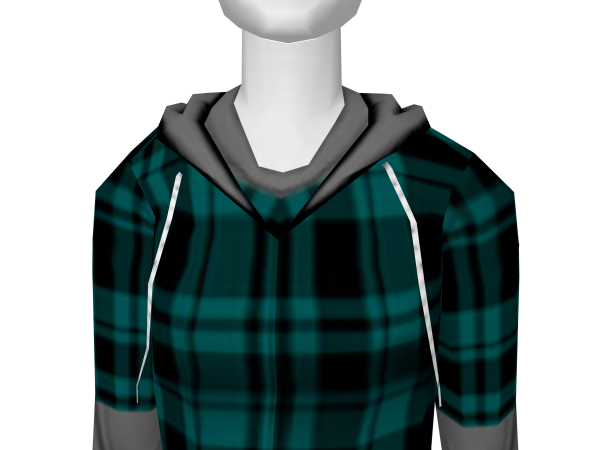 Avatar Layered teal plaid tee hoodie