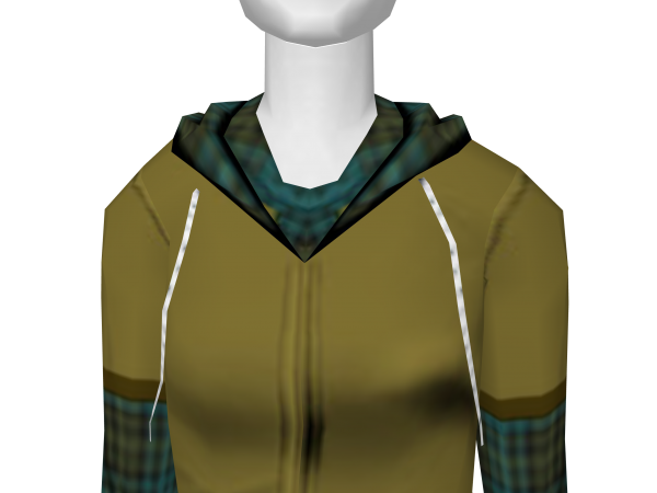 Avatar Pea green tee over plaid hoodie