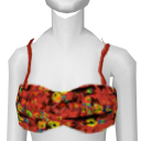 Avatar Red ruffled floral bandeau bikini top