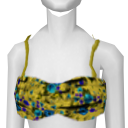 Avatar Yellow ruffled floral bandeau bikini top