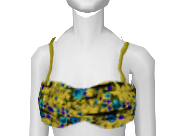 Avatar Yellow ruffled floral bandeau bikini top