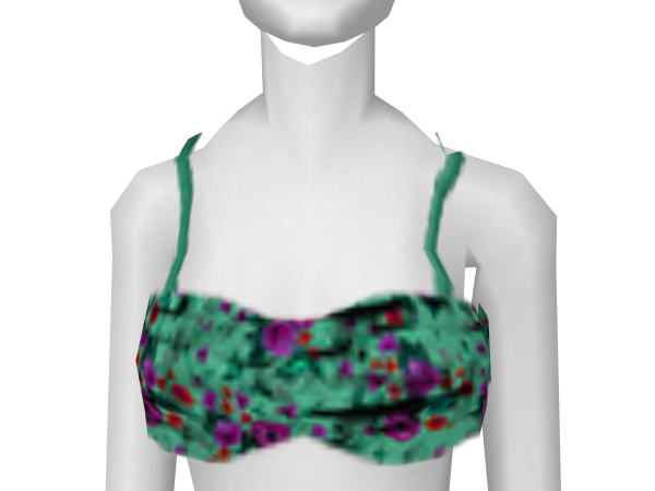 Avatar Teal ruffled floral bandeau bikini top