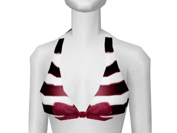 Avatar Black/white stripe with ribbon bikini top