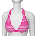 Avatar Cute pink and white stripped darked pink layer bikini top