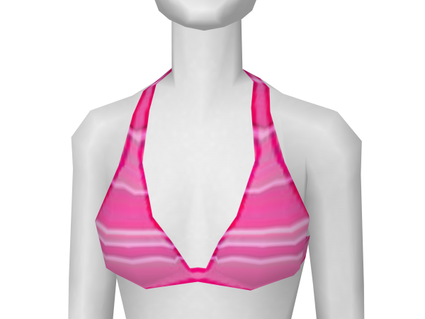 Avatar Cute pink and white stripped darked pink layer bikini top