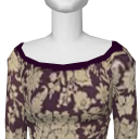 Avatar Grandma's scoop neck tee: purple & cream floral