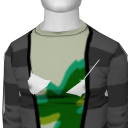 Avatar Charcoal striped cardigan w/ offset bird shirt