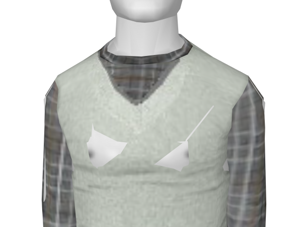 Avatar Cream vest w/ plaid shirt